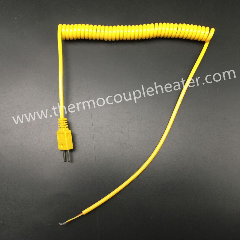 Insulation J K Type Mini Thermocouple Connector With 1.5m Curly Lead