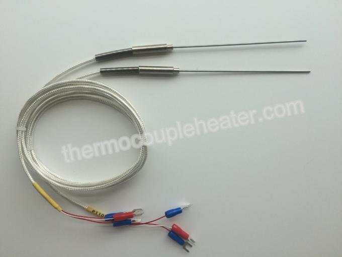 1mm Diameter Probe 3 wire Thermocouple RTD pt100 temperature sensor ss304 Class 1 Accuracy