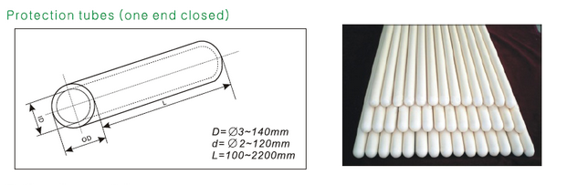 99% AI2O3 One End Closed Thermocouple Ceramic Protection Tube