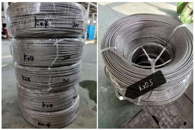 KX Type 2Core x 0.4mm Thermocouple Wire Stainless Steel Shield Fiber Braid Insulated