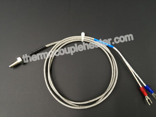 Type K M6 Screw Threaded Thermocouple Temperature Sensor , SS Braid Lead Wire