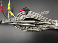 K Type Thermocouple RTD With Metal Transition And Fiberglass Leads SS Braided