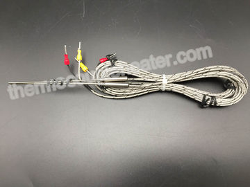 K Type Thermocouple RTD With Metal Transition And Fiberglass Leads SS Braided