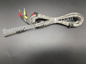 K Type Thermocouple RTD With Metal Transition And Fiberglass Leads SS Braided