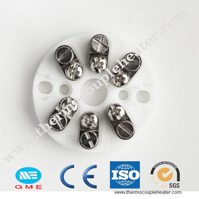 Nickel Plated Brass Thermocouple Ceramic Terminal Block White Color