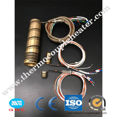 Hot Runner Brass Pipe Heater Nozzle Heater Pressed With Coil Heater And Thermocouple