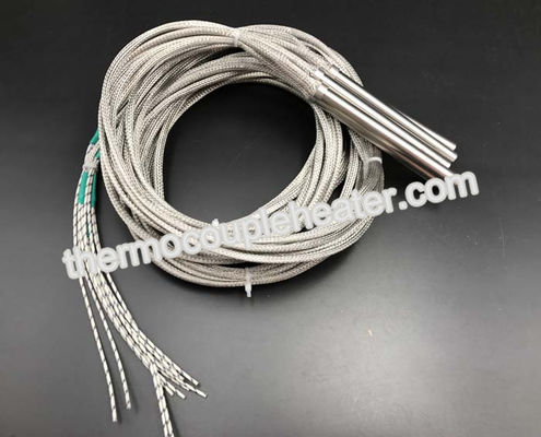 High Density electric cartridge heaters With Internally Connected Fiberglass Leads And SS Braids