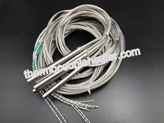High Density electric cartridge heaters With Internally Connected Fiberglass Leads And SS Braids