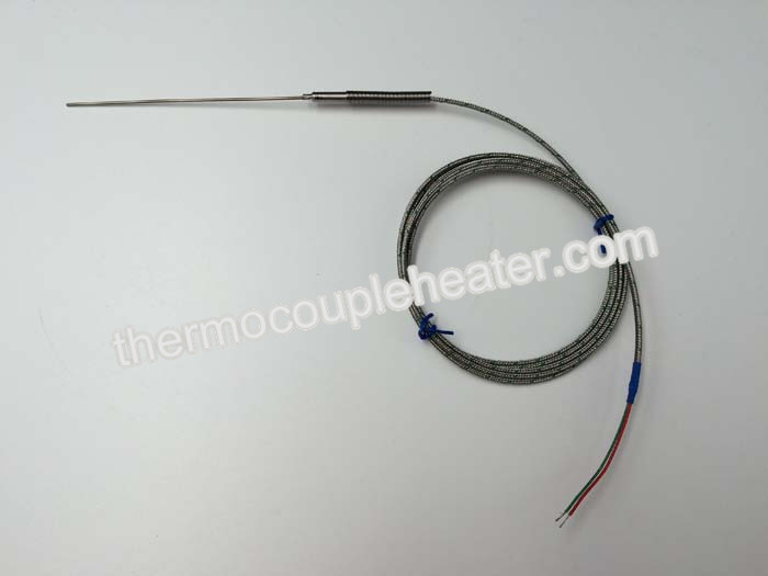 1.5MM Hot Runner Ungrounded Thermocouple With Fiberglass Leads / Metal Transition