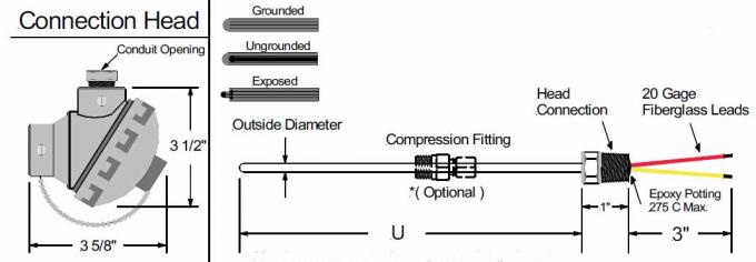 Professional Thermocouple RTD , Type K / J Industrial Thermocouple Assemblies