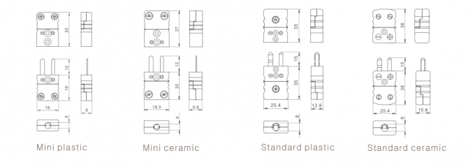 High Temp Thermocouple Components Male and Female Mini / Standard Plug
