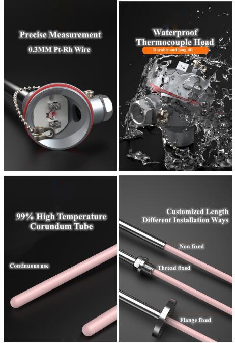 Type S B R Platinum Rhodium Thermocouple With Ceramic Protection Probe Tube