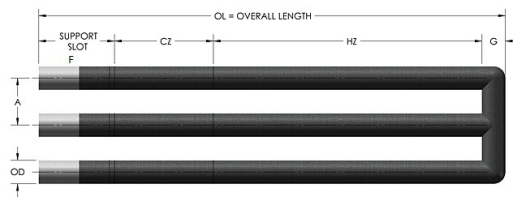 98.5% SiC Heater Element Dia8mm For High Temperature Electric Furnaces