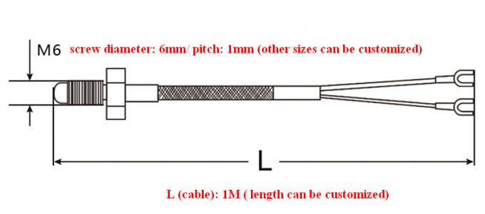 Component Tube For M6 Screw Thread Industry Probe Temperature Sensor E K J Type Thermocouple