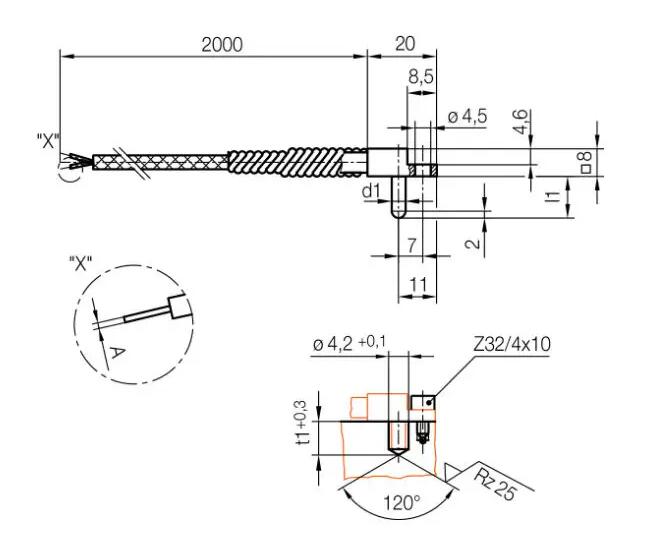 Type K/J Temperature Sensor Screw Type Thermocouple 4x12mm And 4x25mm With 3 Meters